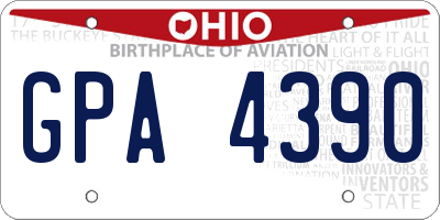 OH license plate GPA4390