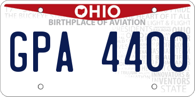 OH license plate GPA4400