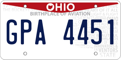 OH license plate GPA4451