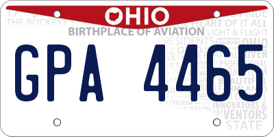 OH license plate GPA4465