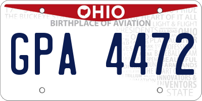 OH license plate GPA4472