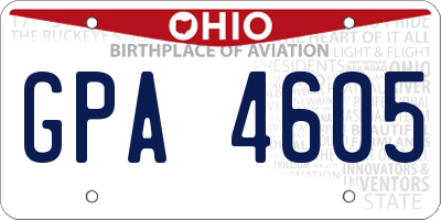 OH license plate GPA4605