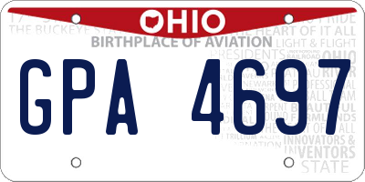OH license plate GPA4697