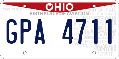 OH license plate GPA4711