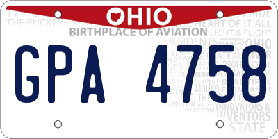 OH license plate GPA4758