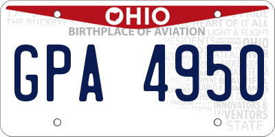 OH license plate GPA4950