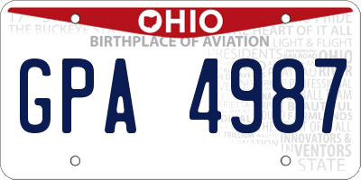 OH license plate GPA4987