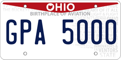 OH license plate GPA5000