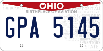 OH license plate GPA5145