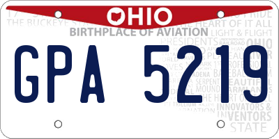 OH license plate GPA5219