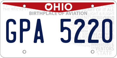 OH license plate GPA5220