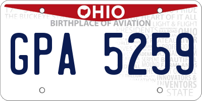 OH license plate GPA5259