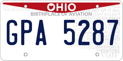OH license plate GPA5287