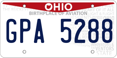 OH license plate GPA5288