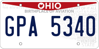 OH license plate GPA5340