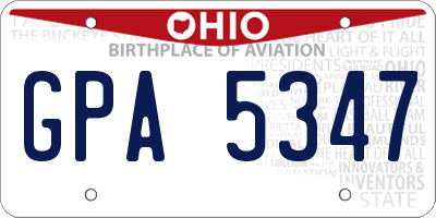 OH license plate GPA5347