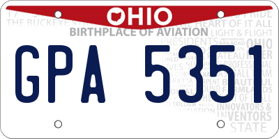 OH license plate GPA5351