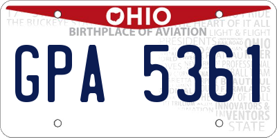 OH license plate GPA5361