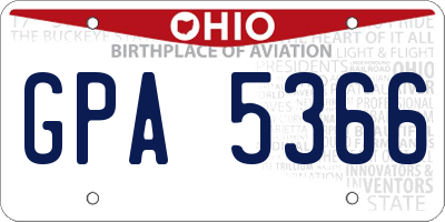 OH license plate GPA5366