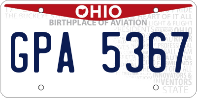 OH license plate GPA5367