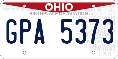 OH license plate GPA5373