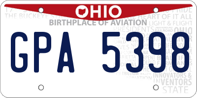 OH license plate GPA5398