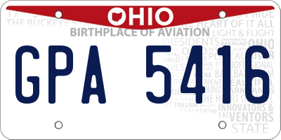 OH license plate GPA5416
