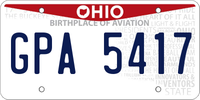 OH license plate GPA5417