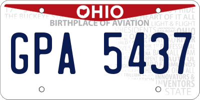 OH license plate GPA5437