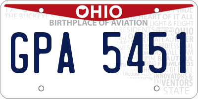 OH license plate GPA5451
