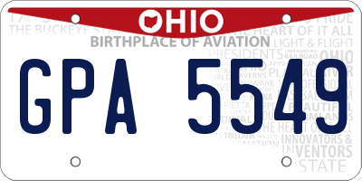 OH license plate GPA5549