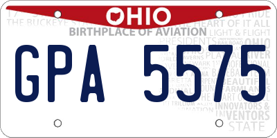 OH license plate GPA5575