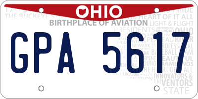 OH license plate GPA5617