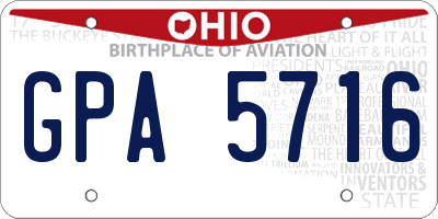 OH license plate GPA5716