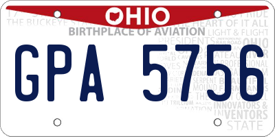 OH license plate GPA5756
