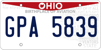 OH license plate GPA5839