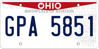 OH license plate GPA5851