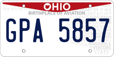 OH license plate GPA5857