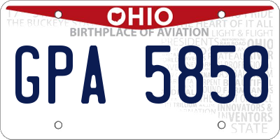OH license plate GPA5858