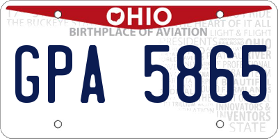 OH license plate GPA5865