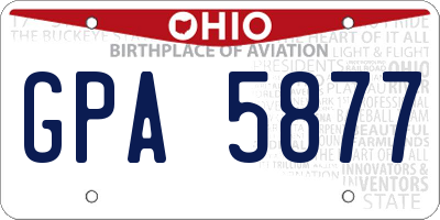 OH license plate GPA5877