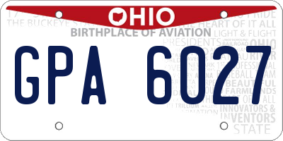 OH license plate GPA6027