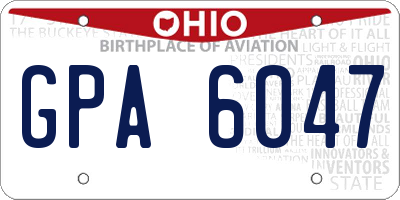 OH license plate GPA6047