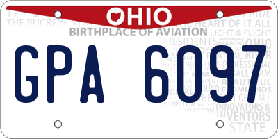 OH license plate GPA6097