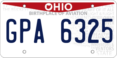 OH license plate GPA6325