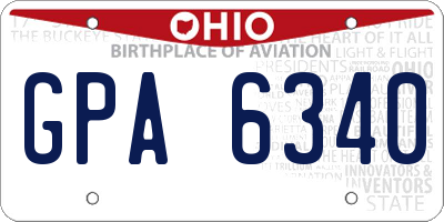 OH license plate GPA6340