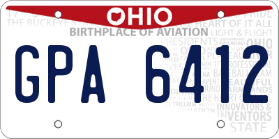 OH license plate GPA6412