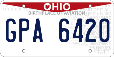 OH license plate GPA6420