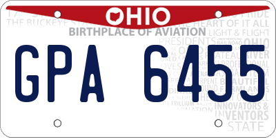 OH license plate GPA6455