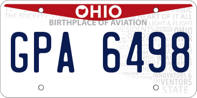 OH license plate GPA6498